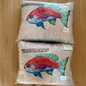 Down Filled 
Colorful Fish Print Pillow 14x18